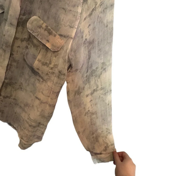 Silence + Noise Urban Outfitters Sheer Tie Dye Pastel High Low Split Hem Blouse - Picture 7 of 15